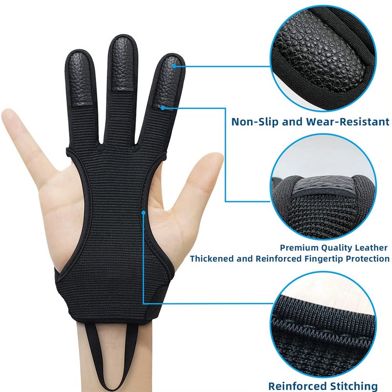 Seektop Archery Gloves Shooting Hunting Leather Three Finger Protector for Youth Adult Beginner - L - Image 2